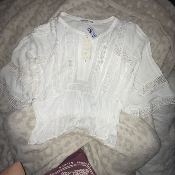 *Brand new* white sheer cotton BoHo three-quarter top large. - Picture 1 of 11